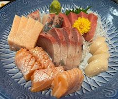Chef's sashimi moriawase plated at Yamagawa